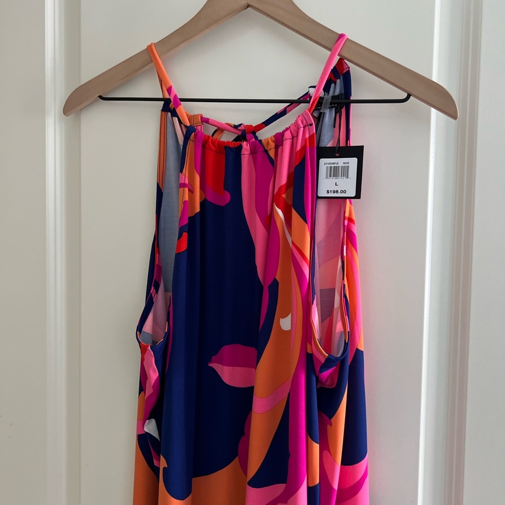NWT Trina Turk Floral Scroll Halter Maxi Dress Size L - Picture 8 of 10